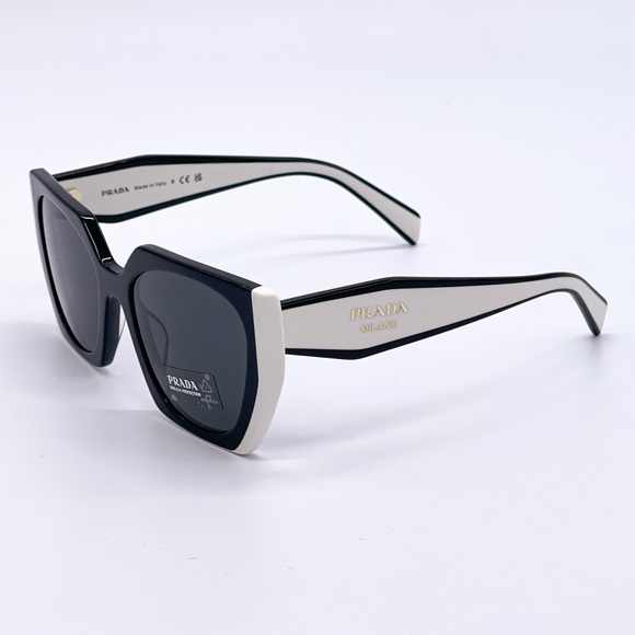 NEW PRADA PR15WS 09Q5S0 WOMEN’S SUNGLASSES PRADA SPR 15W BLACK WHITE PR 15WS - Picture 5 of 14